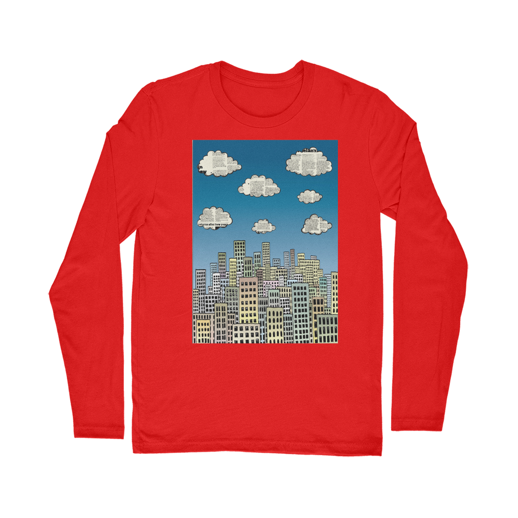 VIRGIN TEEZ Long sleeves T-shirt Red / Unisex / S The city of paper clouds Classic Long Sleeve T-Shirt