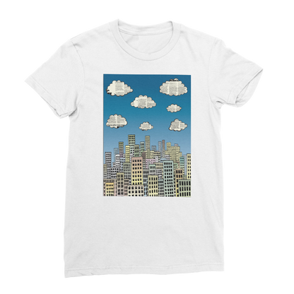 VIRGIN TEEZ Women T-Shirt White / Female / S The city of paper clouds Classic Women's T-Shirt