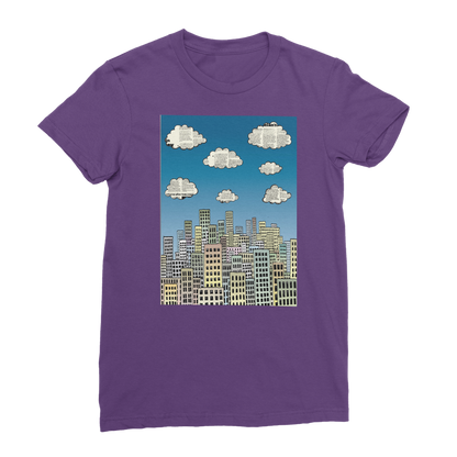 VIRGIN TEEZ Women T-Shirt Purple / Female / S The city of paper clouds Classic Women's T-Shirt