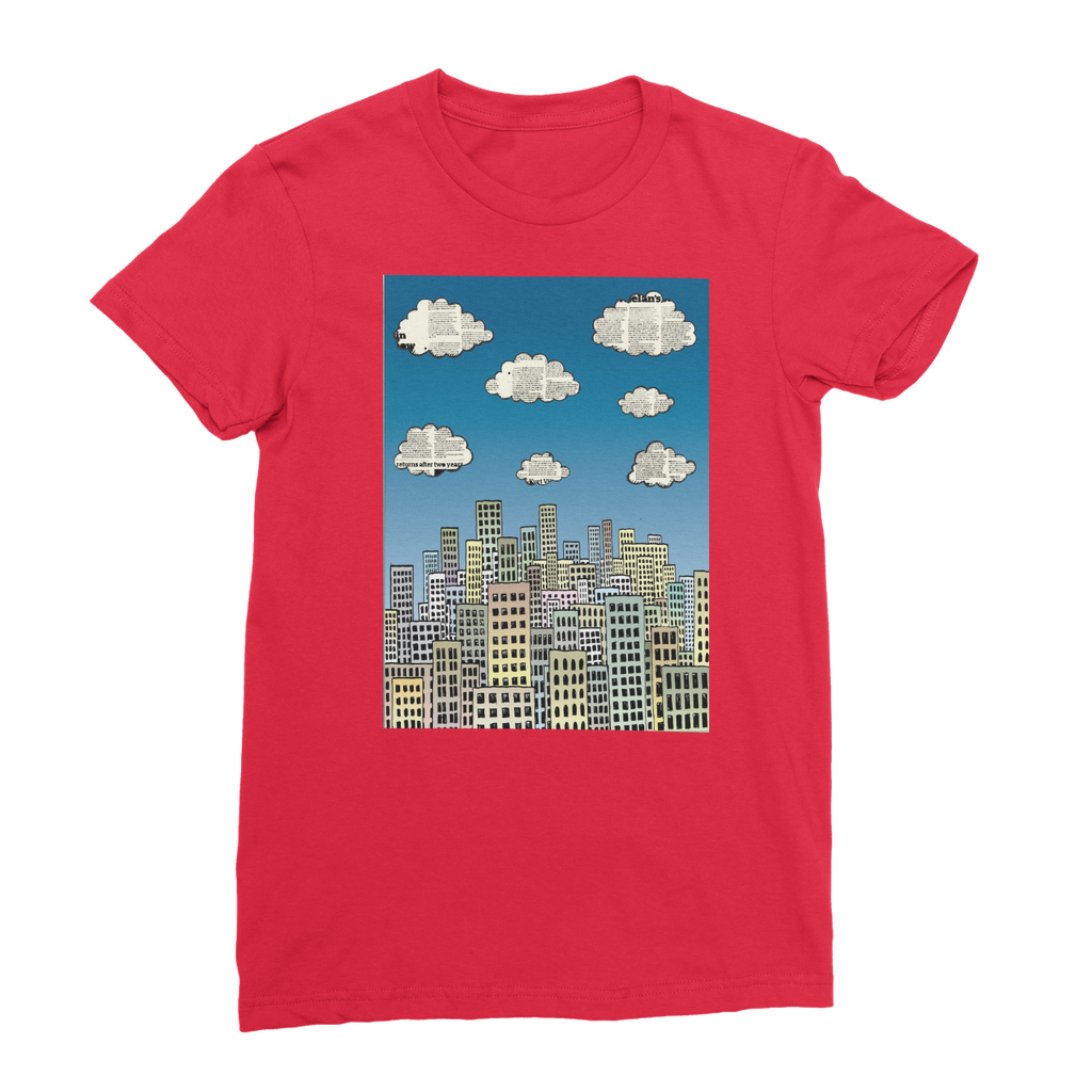 VIRGIN TEEZ Women T-Shirt Red / Female / S The city of paper clouds Premium Jersey Women's T-Shirt