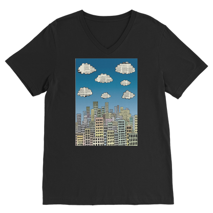 VIRGIN TEEZ Men T-Shirts Black / Unisex / S The city of paper clouds Premium V-Neck T-Shirt