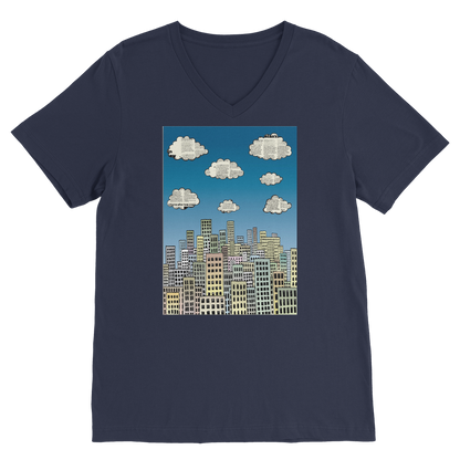 VIRGIN TEEZ Men T-Shirts Navy / Unisex / S The city of paper clouds Premium V-Neck T-Shirt