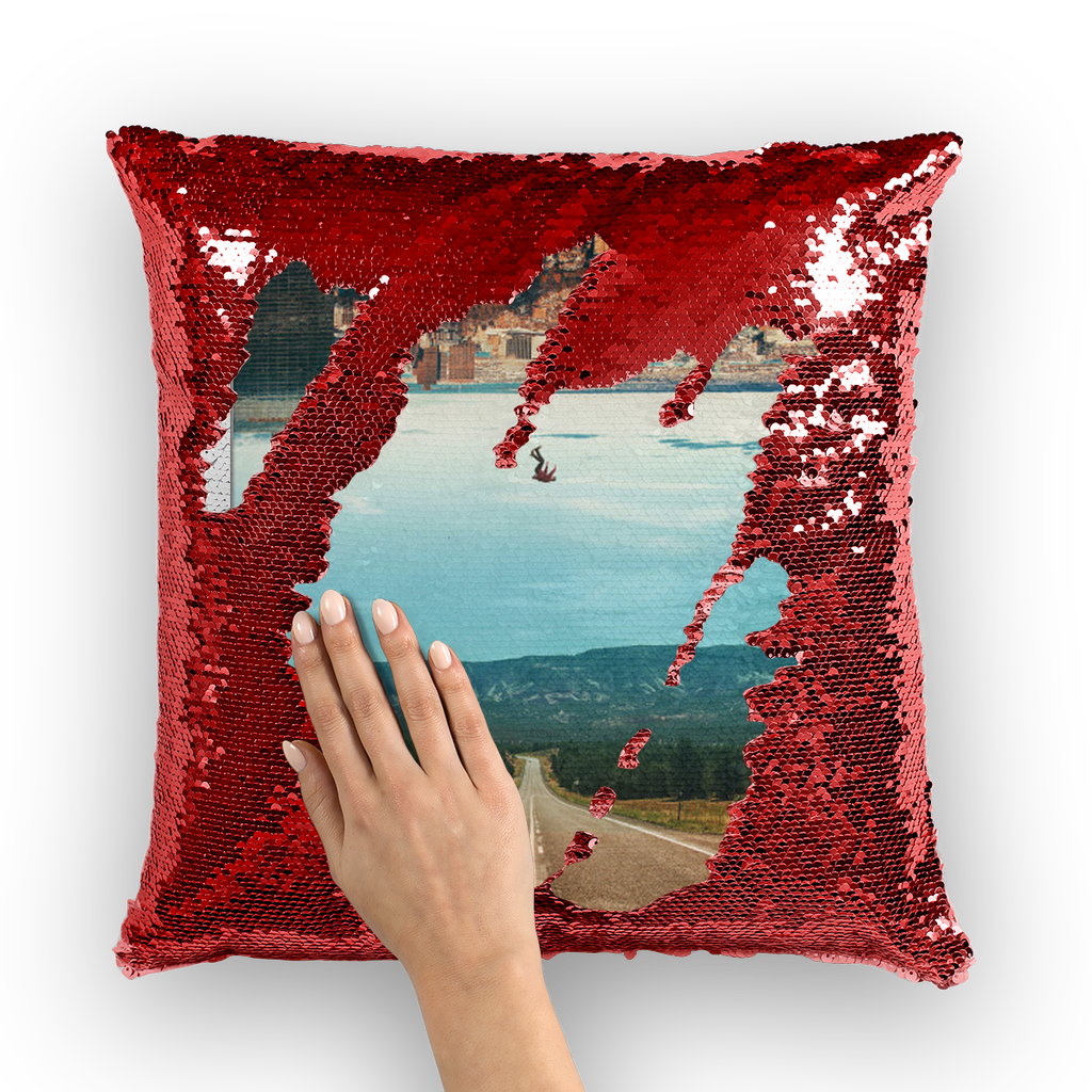 VIRGIN TEEZ Sequin Cover Red / White The Dropout Sequin Cushion Cover