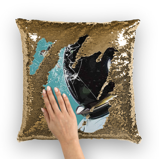 VIRGIN TEEZ Sequin Cover Gold / White The Escape Sequin Cushion Cover