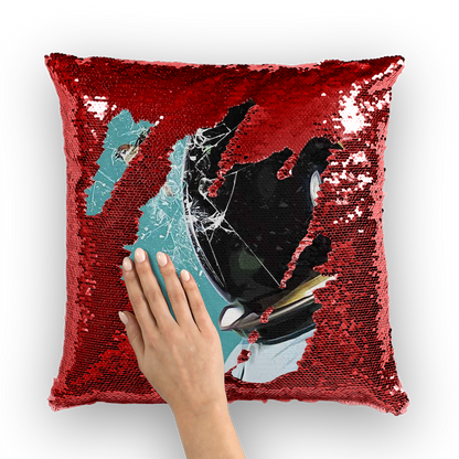 VIRGIN TEEZ Sequin Cover Red / White The Escape Sequin Cushion Cover