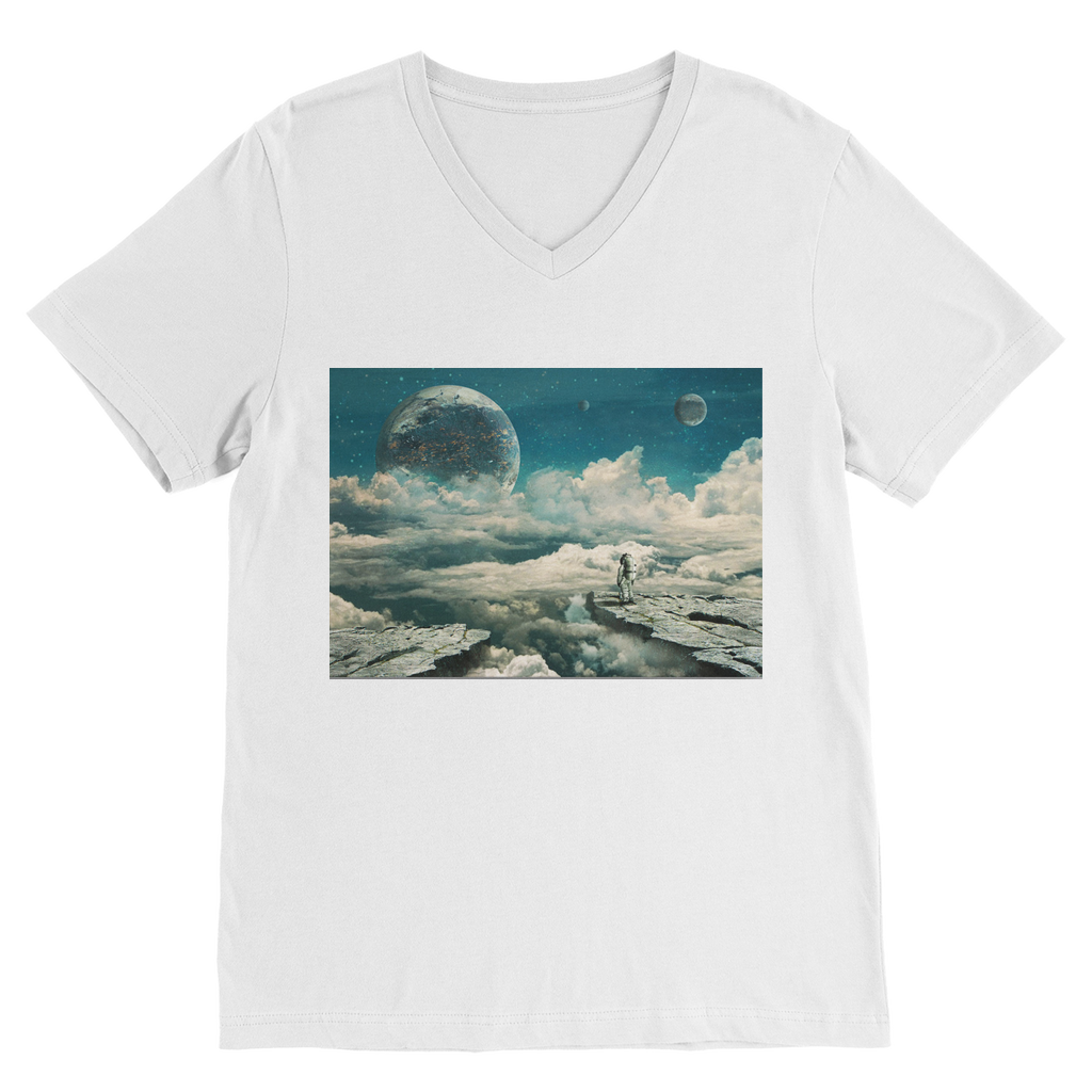 VIRGIN TEEZ Men T-Shirts White / Unisex / S The explorer Premium V-Neck T-Shirt