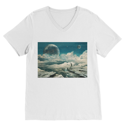 VIRGIN TEEZ Men T-Shirts White / Unisex / S The explorer Premium V-Neck T-Shirt