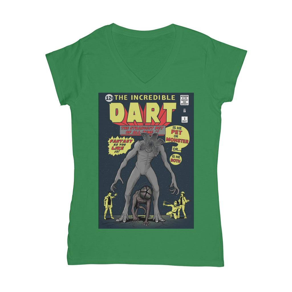 VIRGIN TEEZ Women T-Shirt Kelly Green / Female / S The Incredible Dart Classic Women's V-Neck T-Shirt