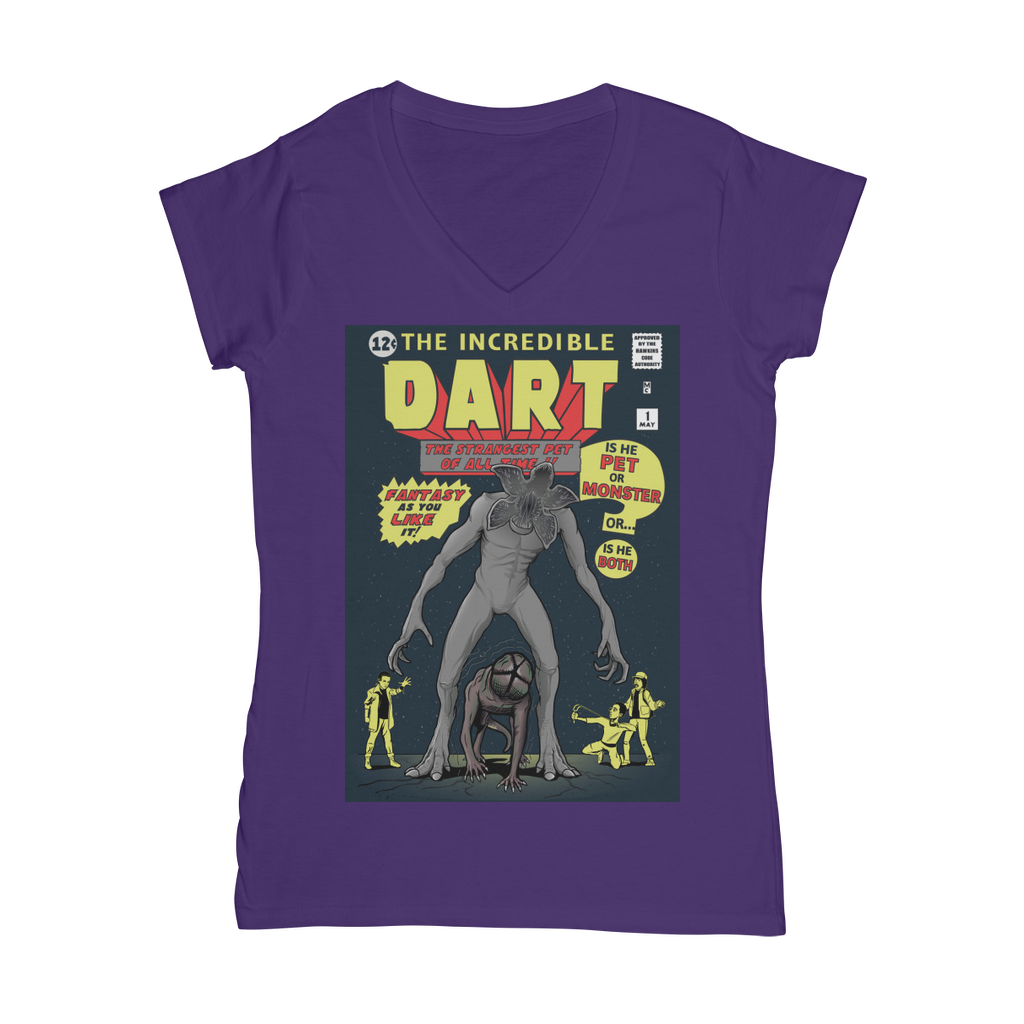 VIRGIN TEEZ Women T-Shirt Purple / Female / S The Incredible Dart Classic Women's V-Neck T-Shirt