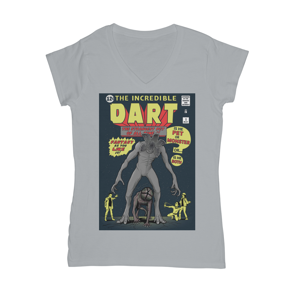 VIRGIN TEEZ Women T-Shirt Light Grey / Female / S The Incredible Dart Classic Women's V-Neck T-Shirt