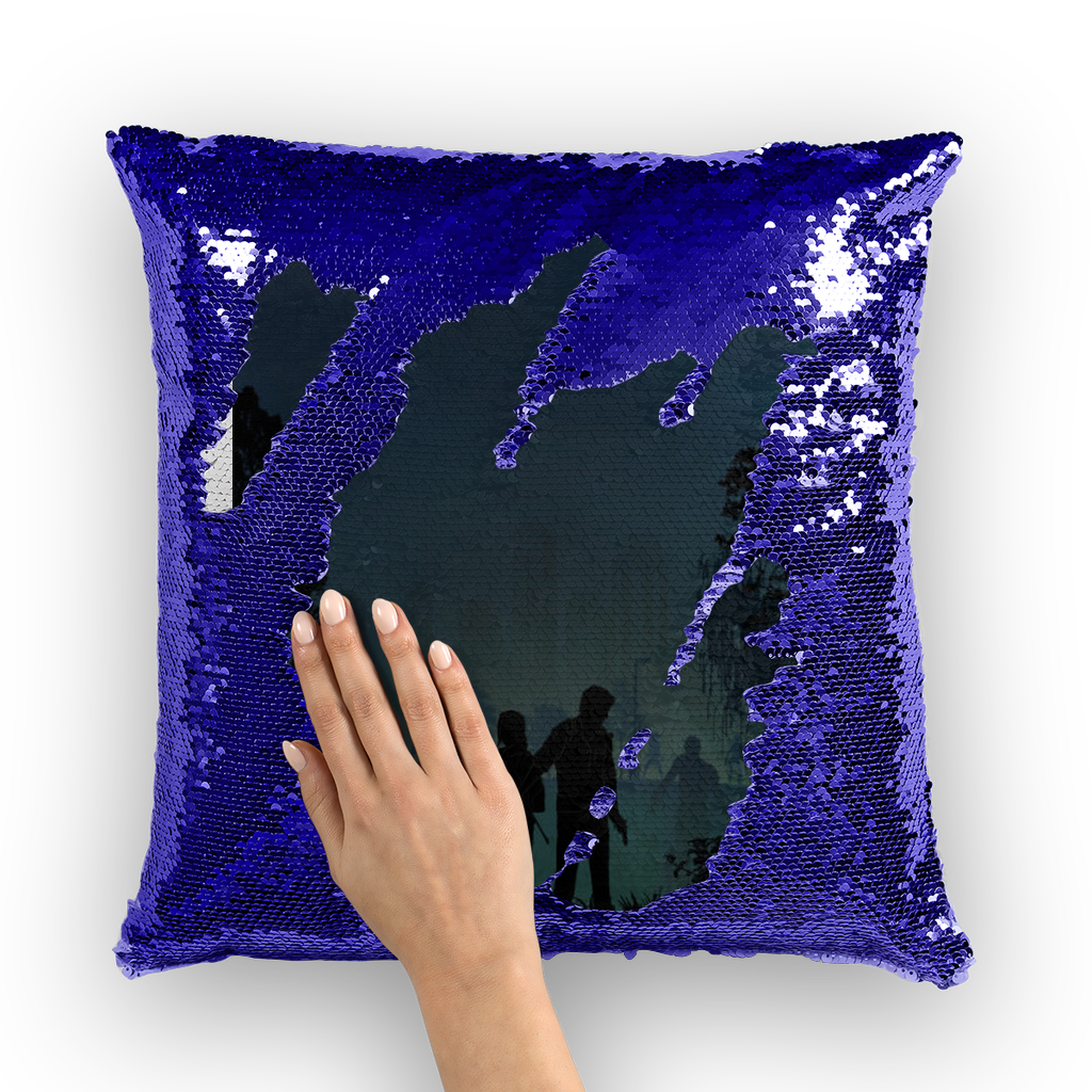 VIRGIN TEEZ Sequin Cover Navy / Silver The Last of Us Sequin Cushion Cover