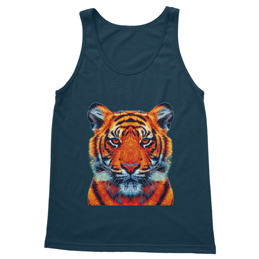 VIRGIN TEEZ Tank Top Navy / S Tiger - Colorful Animals Classic Adult Vest Top