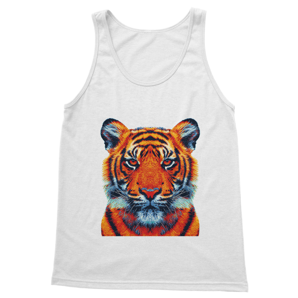 VIRGIN TEEZ Tank Top White / S Tiger - Colorful Animals Classic Adult Vest Top