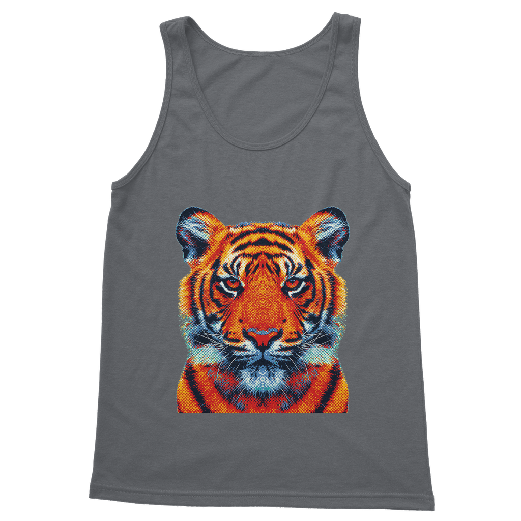 VIRGIN TEEZ Tank Top Dark Grey / S Tiger - Colorful Animals Classic Adult Vest Top