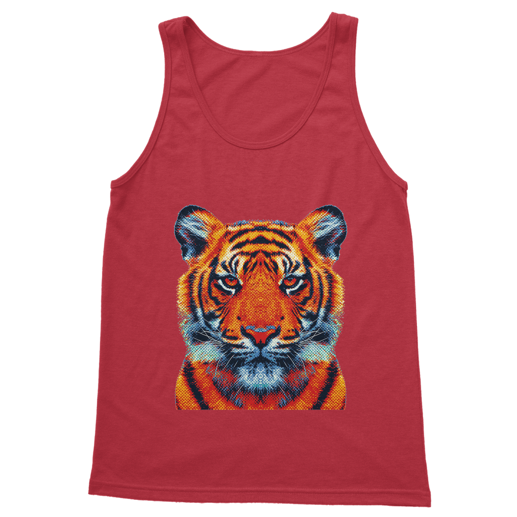 VIRGIN TEEZ Tank Top Red / S Tiger - Colorful Animals Classic Adult Vest Top