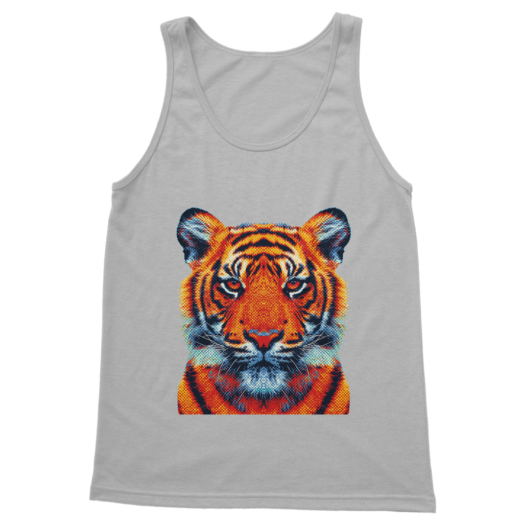 VIRGIN TEEZ Tank Top Light Grey / S Tiger - Colorful Animals Classic Adult Vest Top