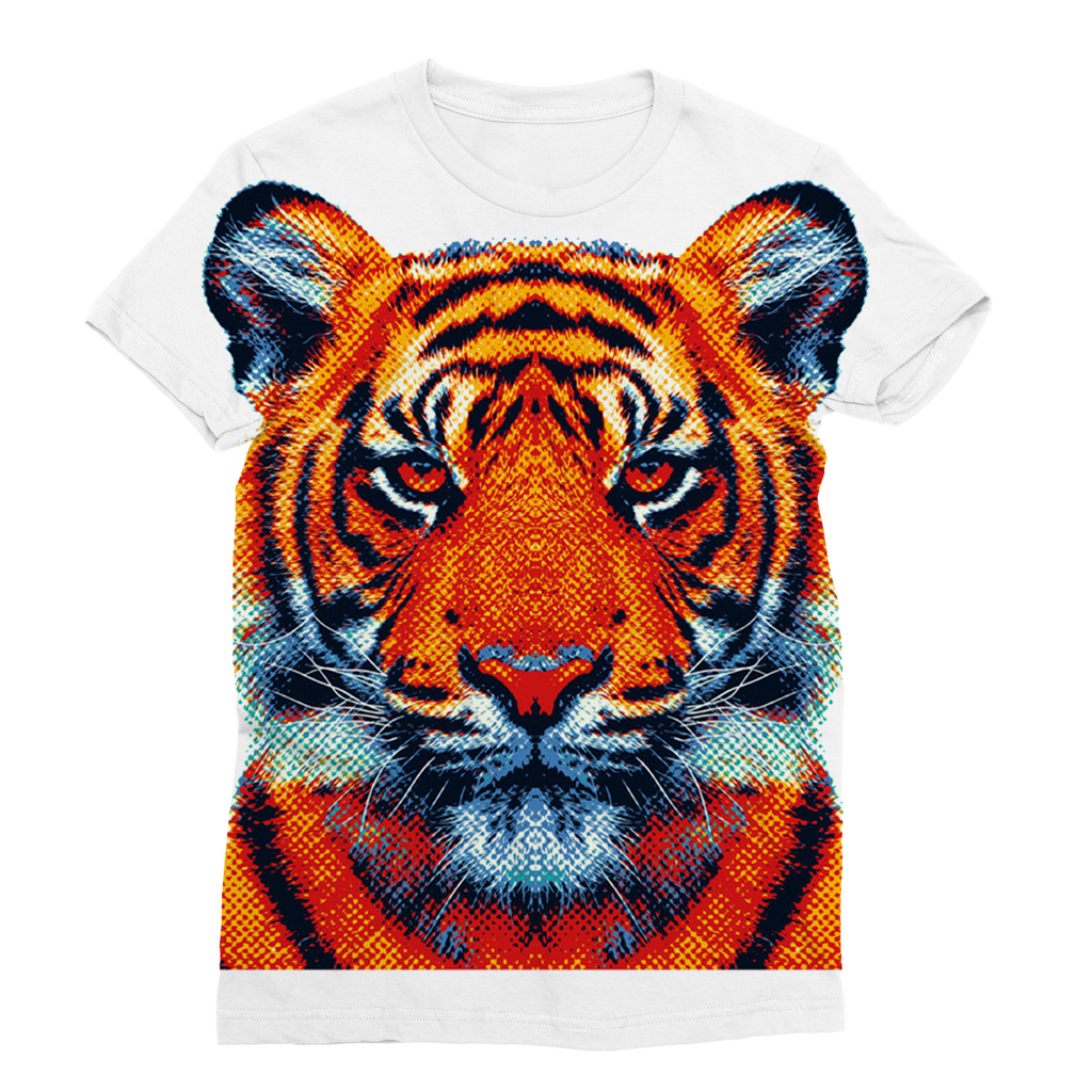 VIRGIN TEEZ Sublimation Women's T-Shirt XS Tiger - Colorful Animals Classic Sublimation Women's T-Shirt