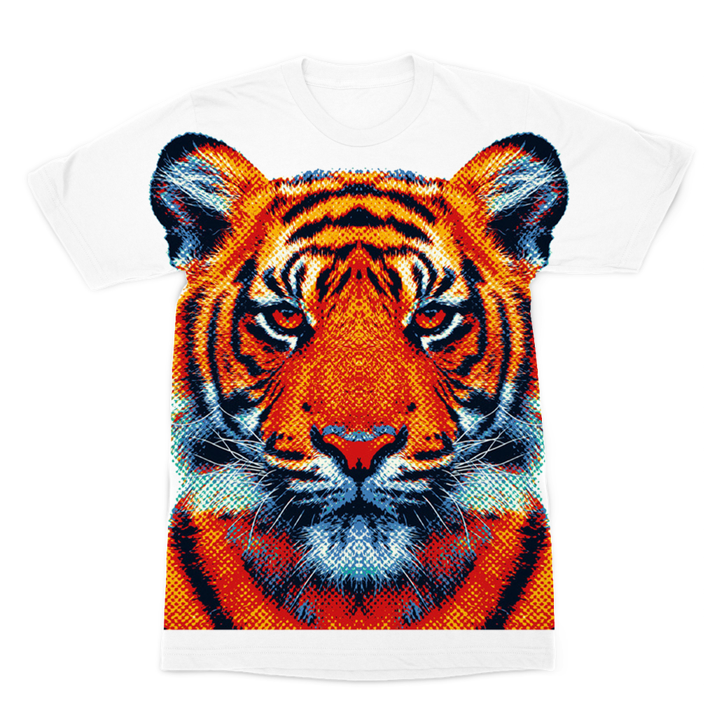 VIRGIN TEEZ Sublimation Men T-Shirt XS Tiger - Colorful Animals Premium Sublimation Adult T-Shirt