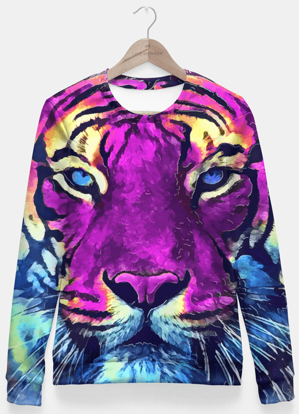 Sadaf Hamid Sweat Shirt tiger purple spirit Bluza taliowana