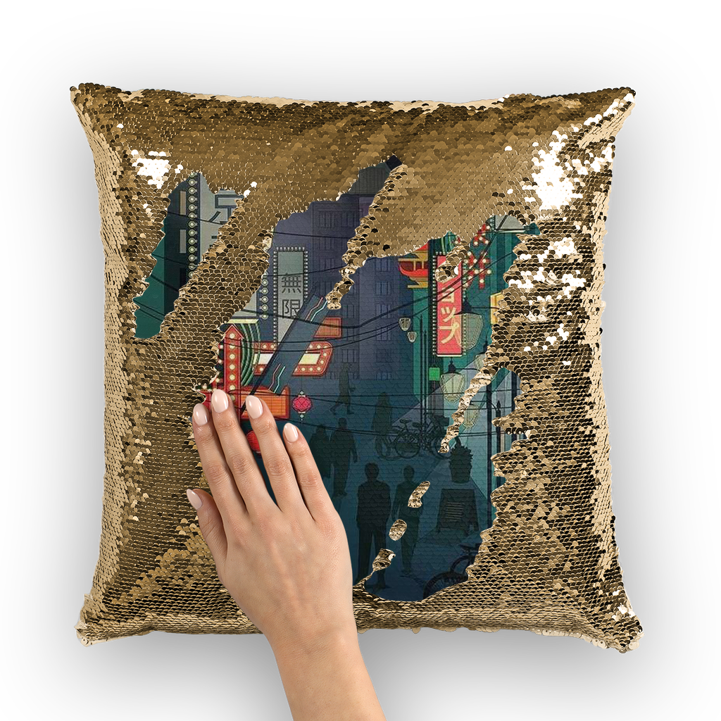 VIRGIN TEEZ Sequin Cover Gold / White 東京都 (Tokyo) Sequin Cushion Cover