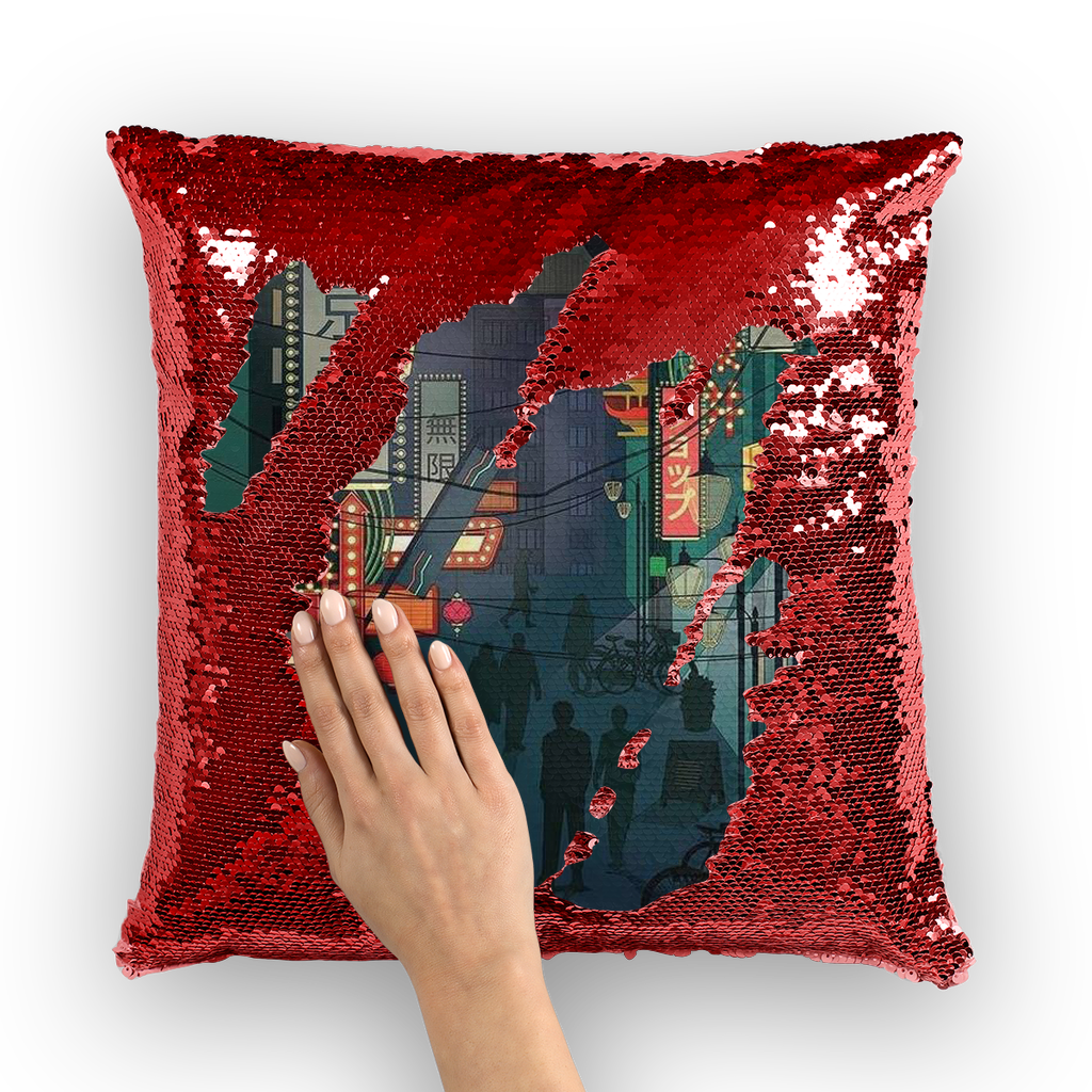 VIRGIN TEEZ Sequin Cover Red / White 東京都 (Tokyo) Sequin Cushion Cover