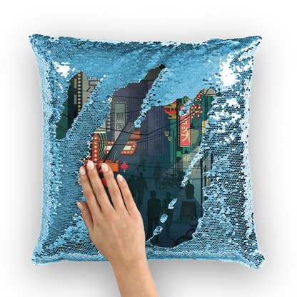 VIRGIN TEEZ Sequin Cover Light Blue / White 東京都 (Tokyo) Sequin Cushion Cover