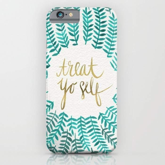 Threadless Mobile Cover Treat Yo Self – Gold & Turquoise Mobile Cover