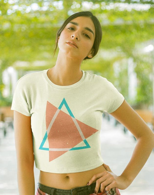 Virgin Teez Crop Top Triangles Pink Women's Crop top Bella+Canvas 6682