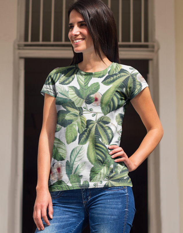 VIRGIN TEEZ Sublimation Women's T-Shirt XS Tropical Greenery Classic Sublimation Women's T-Shirt