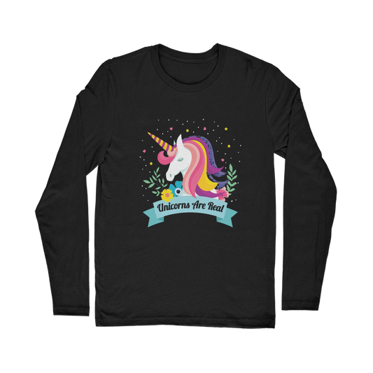 VIRGIN TEEZ Long sleeves T-shirt Black / Unisex / S Unicorns Are Real Classic Long Sleeve T-Shirt