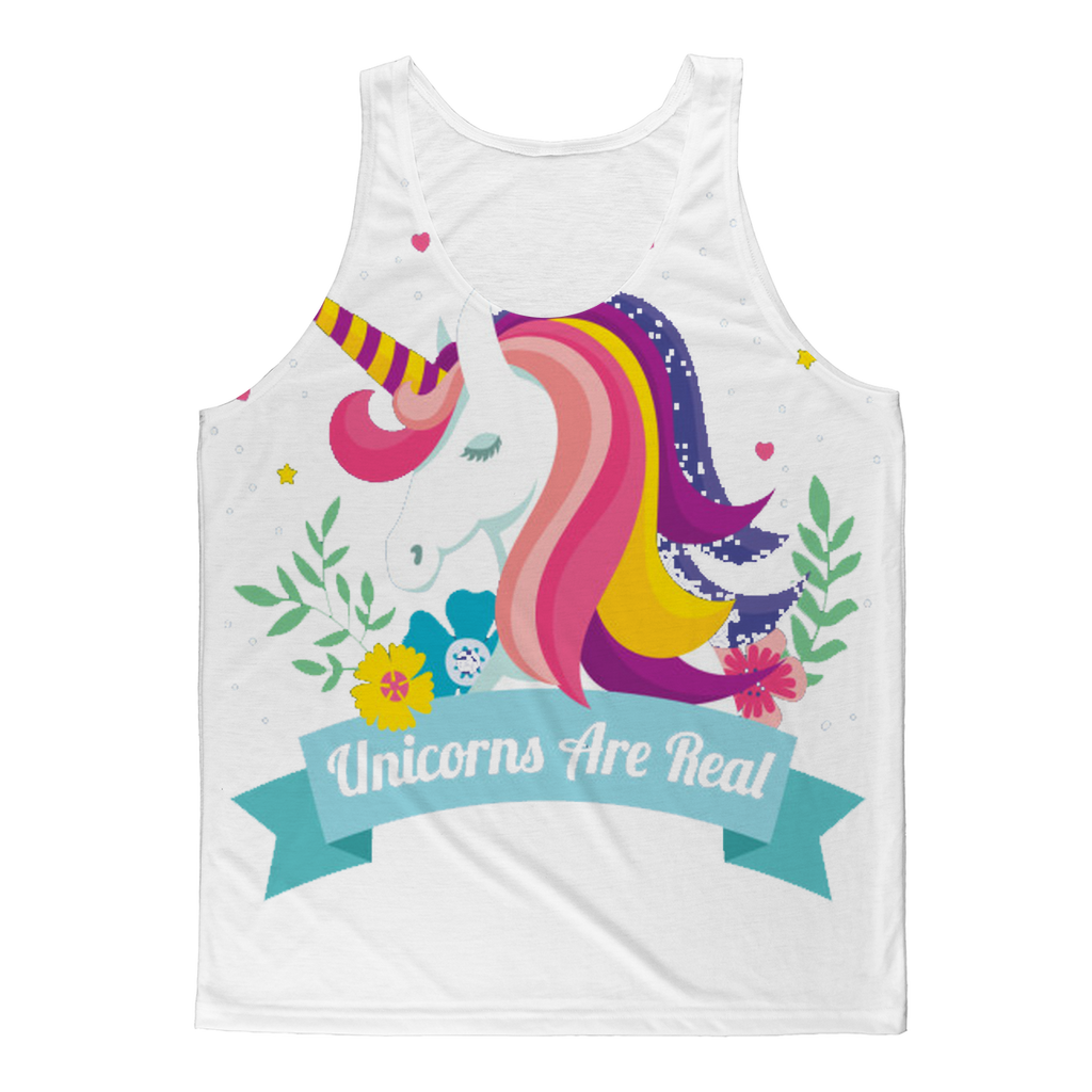 VIRGIN TEEZ Tank Top XS Unicorns Are Real Classic Sublimation Adult Tank Top