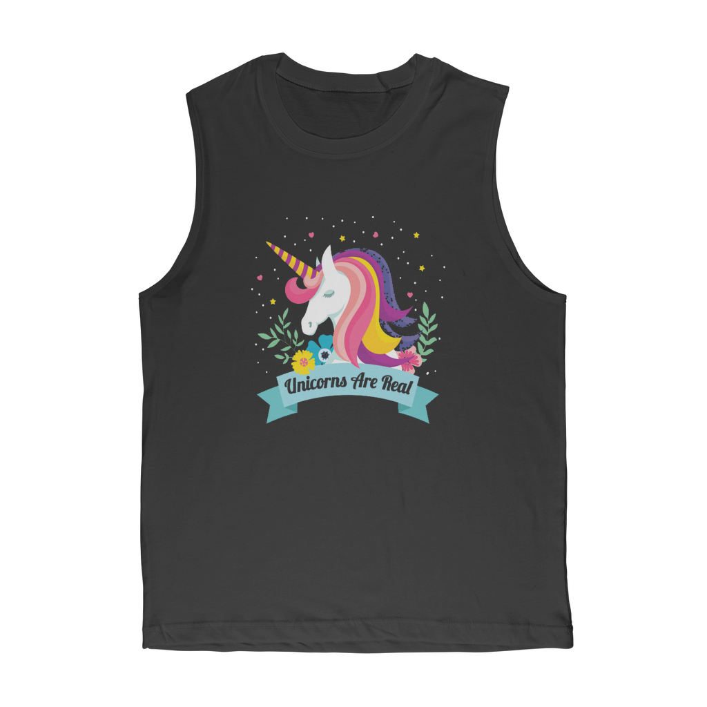 VIRGIN TEEZ Tank Top Black / Unisex / S Unicorns Are Real Premium Adult Muscle Top