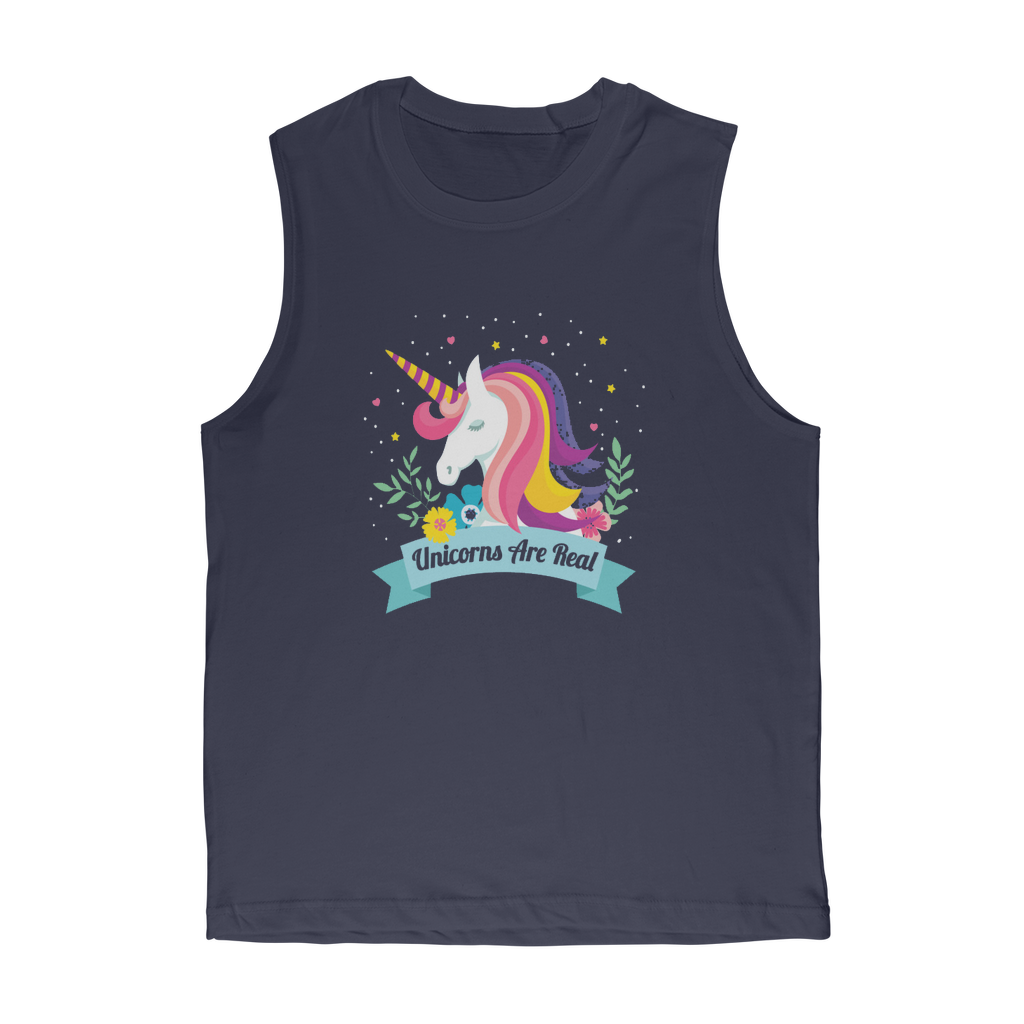 VIRGIN TEEZ Tank Top Navy / Unisex / S Unicorns Are Real Premium Adult Muscle Top