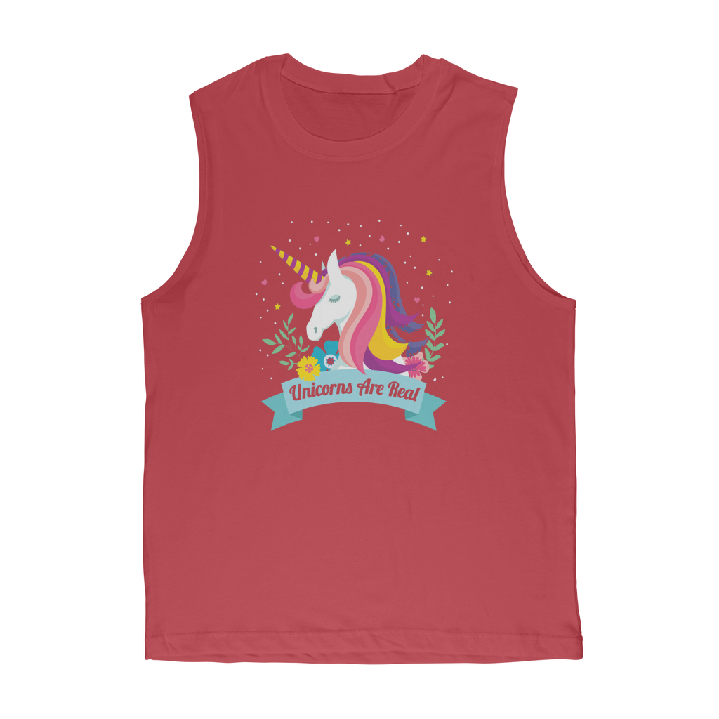 VIRGIN TEEZ Tank Top Red / Unisex / S Unicorns Are Real Premium Adult Muscle Top