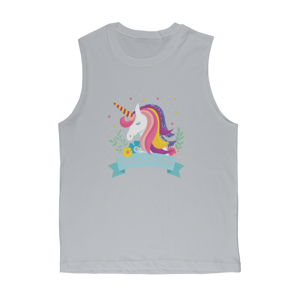 VIRGIN TEEZ Tank Top Light Grey / Unisex / S Unicorns Are Real Premium Adult Muscle Top