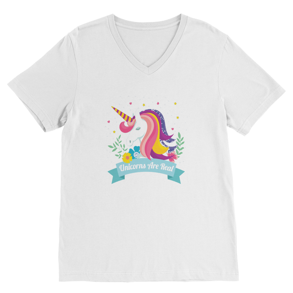 VIRGIN TEEZ Men T-Shirts White / Unisex / S Unicorns Are Real Premium V-Neck T-Shirt