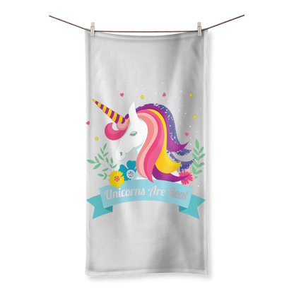 VIRGIN TEEZ Homeware (L) Bath Unicorns Are Real Sublimation All Over Towel