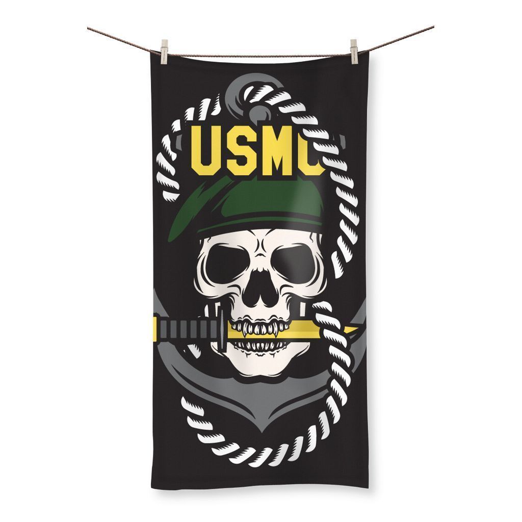 kite.ly Homeware 27.5"x55.0" USMC Skull 1 Beach Towel