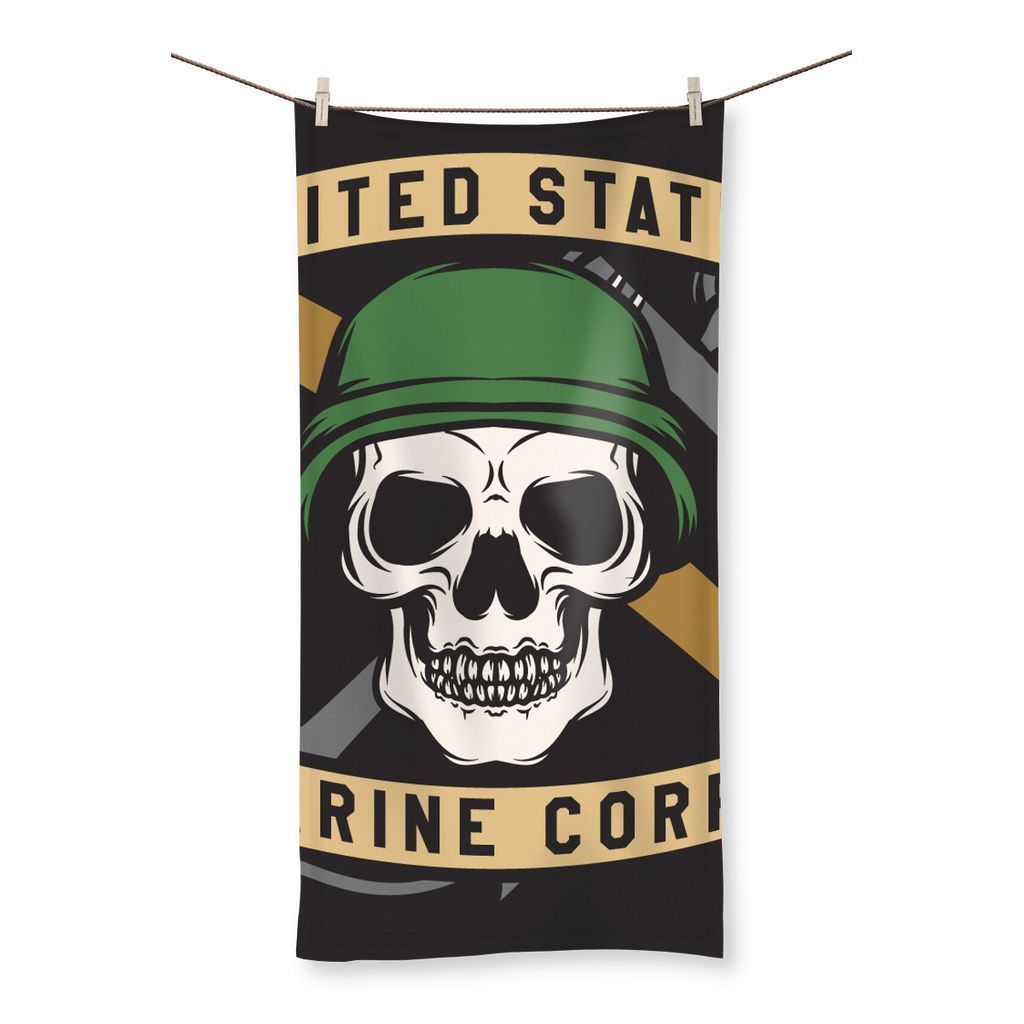 kite.ly Homeware 27.5"x55.0" USMC Skull 3 Beach Towel