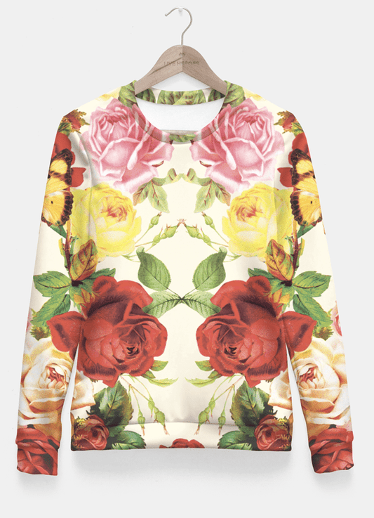 Sadaf Hamid Sweat Shirt Vintage flowers illustration Fitted Waist Sweater