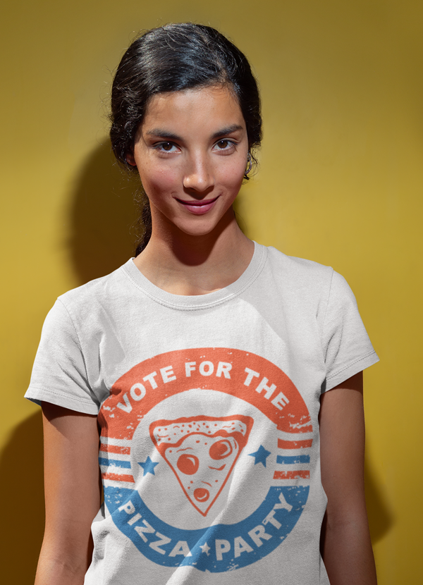 Virgin Teez Women T-Shirt Vote for the Pizza Women T-shirt