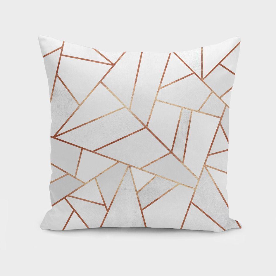 The Pillow pillows White Stone and Copper Lines Cushion/Pillow