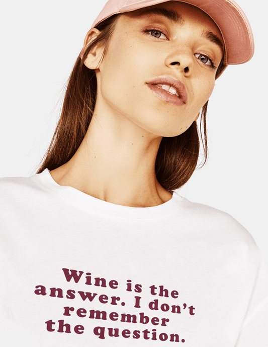 VIRGIN TEEZ Women T-shirt Wine is the answer  Women's T-Shirt