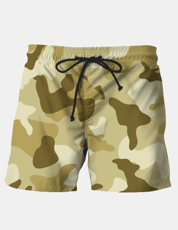 Maria Shorts SMALL (28"-18") / us Yellow Sand Camouflage Army Pattern Swim Shorts